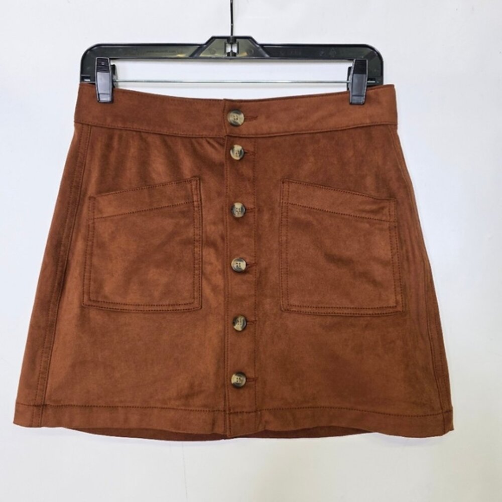 American Eagle Faux Suede Button down Mini skirt